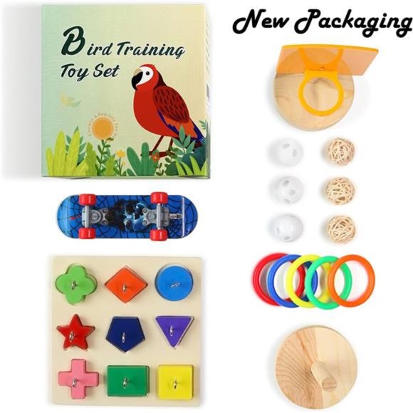 Bird Toys For Parakeets,5pcs Parrot Toys Set Include Bird Basketball Toy, Block - Picture 6 of 7